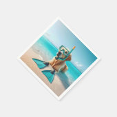 Serviette En Papier Golden Retriever portant tuba et palmes (Coin)