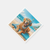 Serviette En Papier Golden Retriever Portant Un Engin De Plongée (Coin)
