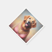 Serviette En Papier Golden Retriever portant une barre rose (Coin)