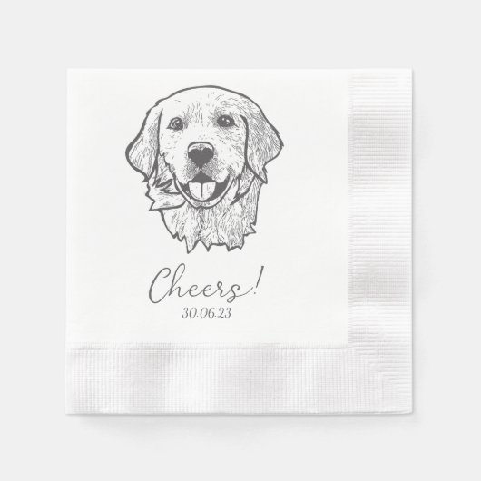 Serviette En Papier Golden Retriever salue Chien Custom Cocktail Napki (Devant)