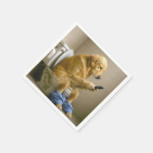 Serviette En Papier Golden Retriever Sitting On the Toilet Texting (Coin)