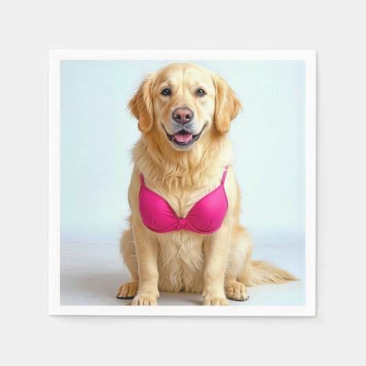 Serviette En Papier Golden Retriever Wearing a Pink Bra (Devant)