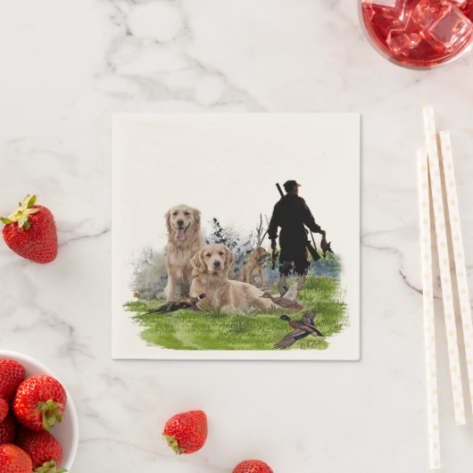 Serviette En Papier Golden Retrievers - Excellents chiens de chasse (En situation)