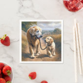 Serviette En Papier Golden Retrievers marchant sur une route de campag (En situation)