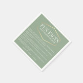 Serviette En Papier Golden Sage Green Fun Facts Personnalisé (Coin)