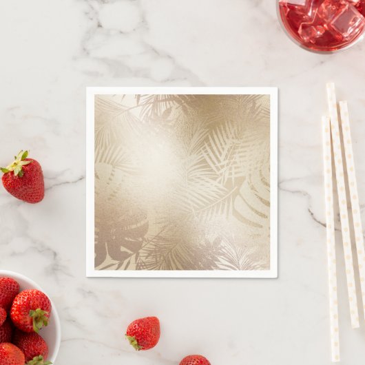 Serviette En Papier Golden Shine Botanique Tropical Palm Tree Feuilles (En situation)