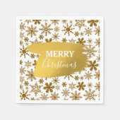 Serviette En Papier Golden Sparkling Snowflakes Joyeux Noël (Devant)