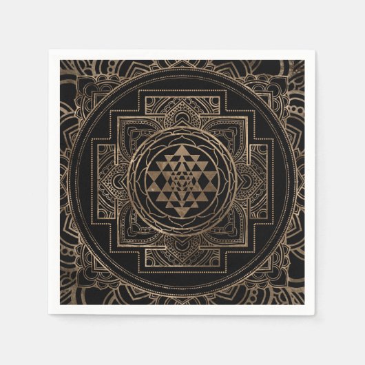 Serviette En Papier Golden Sri Yantra / Sri Chakra en lotus (Devant)