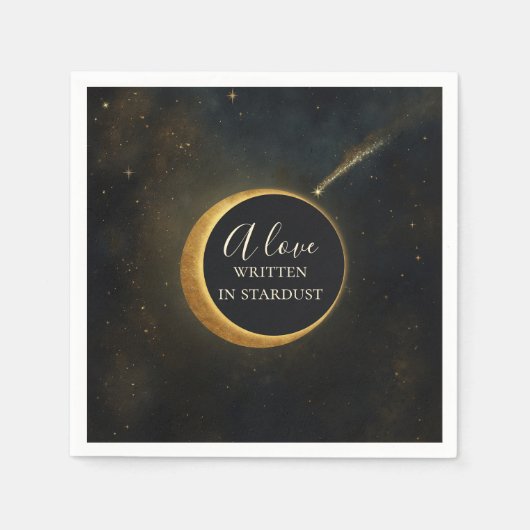 Serviette En Papier Golden Stardust Eclipse Mariage céleste (Devant)