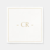 Serviette En Papier Golden Taupe & White Couple Initiales Monogramme (Devant)