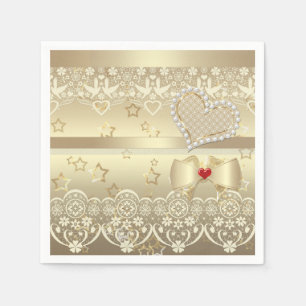 Serviette En Papier Golden Valentines Day Mariage illustration coeur l