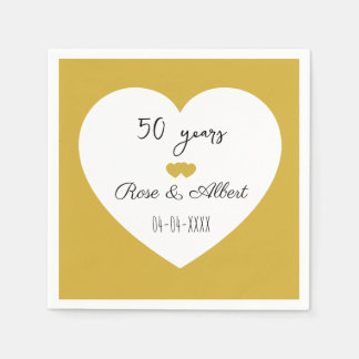Serviette En Papier Golden Wedding, 50 Years of Marriage, Custom 