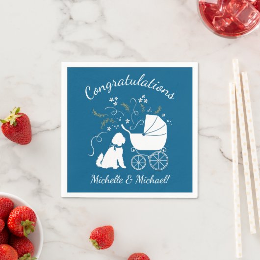Serviette En Papier Goldendoodle Chien Baby shower Garçon bleu (En situation)