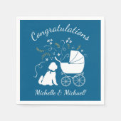 Serviette En Papier Goldendoodle Chien Baby shower Garçon bleu (Devant)