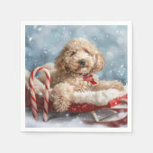 Serviette En Papier Goldendoodle Chien Festif de Noël (Devant)