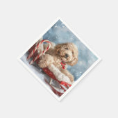 Serviette En Papier Goldendoodle Chien Festif de Noël (Coin)
