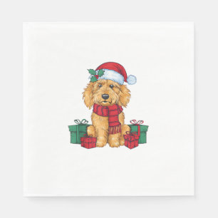Serviette En Papier Goldendoodle Chien Fête de Noël Père Noël Chien X