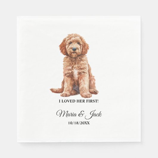 Serviette En Papier Goldendoodle Chien J'Aimais Son Premier Mariage (Devant)