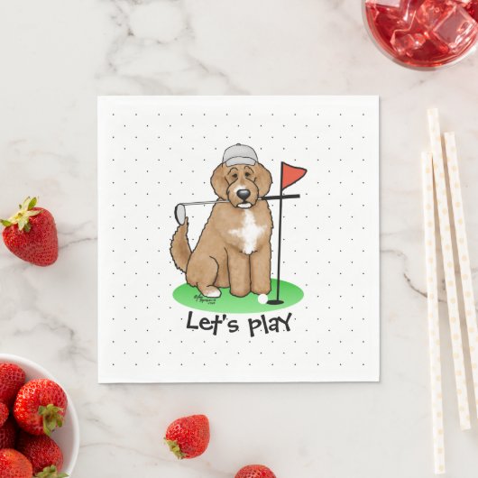 Serviette En Papier Goldendoodle Chien Jouer Golf (rouge whmk2) Plaisi (En situation)