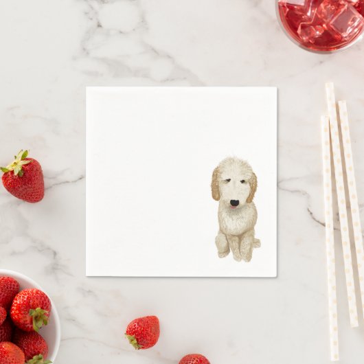 Serviette En Papier Goldendoodle Cocktail Napkin - Personnalisable (En situation)