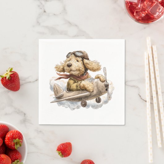 Serviette En Papier Goldendoodle Dog Pilot Airplane (En situation)