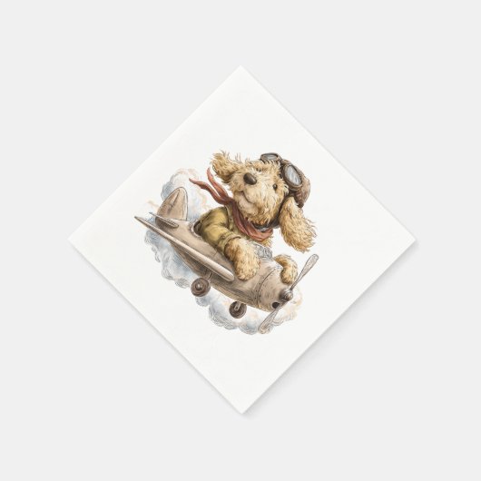 Serviette En Papier Goldendoodle Dog Pilot Airplane (Coin)
