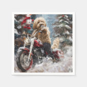 Serviette En Papier Goldendoodle Dog Riding Motorcycle Christmas  (Devant)