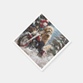 Serviette En Papier Goldendoodle Dog Riding Motorcycle Christmas  (Coin)