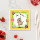 Serviette En Papier Goldendoodle fête d'anniversaire Napkin Donuts (En situation)