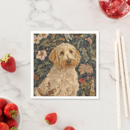 Serviette En Papier Goldendoodle Garden Tapestry Anniversaire (En situation)