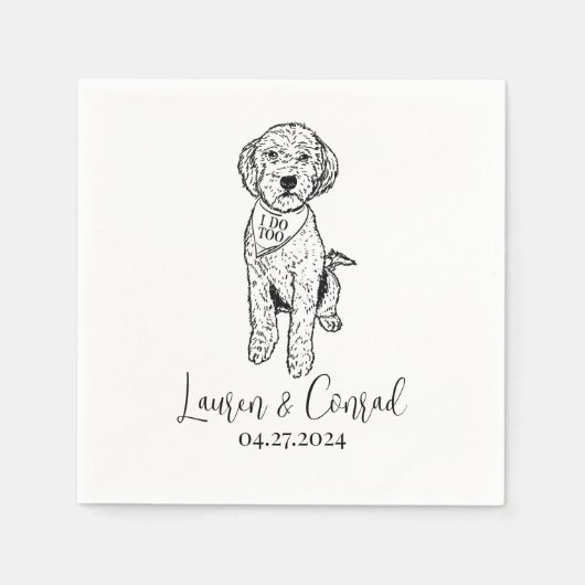 Serviette En Papier Goldendoodle Labradoodle Custom.Napkin Mariage chi (Devant)