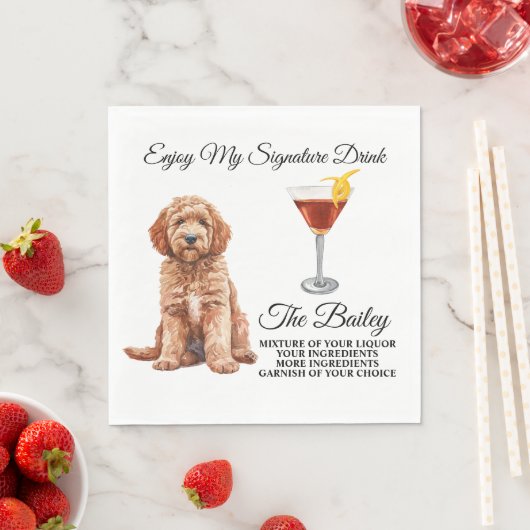 Serviette En Papier Goldendoodle Mariage Signature Boire serviettes (En situation)