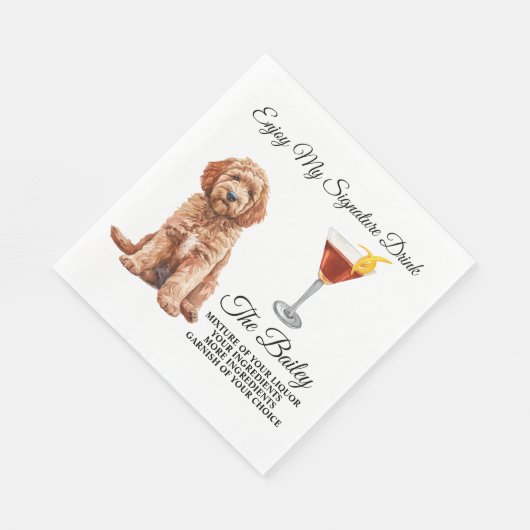 Serviette En Papier Goldendoodle Mariage Signature Boire serviettes (Coin)