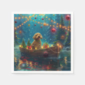 Serviette En Papier Goldendoodle Noël Festive Voyage (Devant)