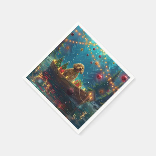 Serviette En Papier Goldendoodle Noël Festive Voyage (Coin)