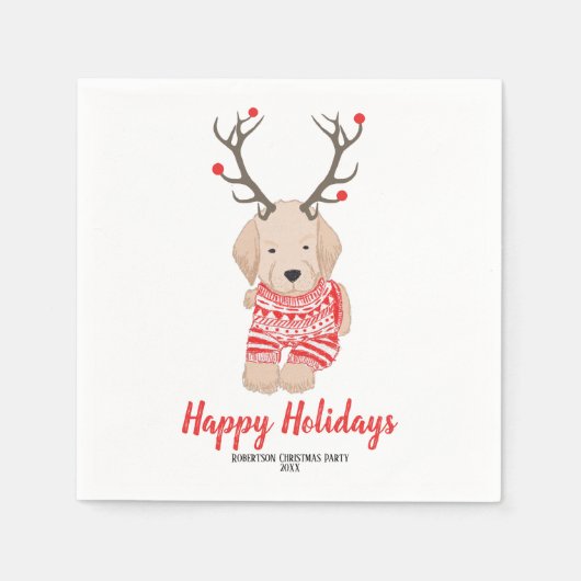 Serviette En Papier Goldern Retriever Sweer Antlers Personnalisé (Devant)