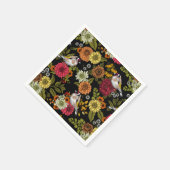Serviette En Papier Goldfinches dans le jardin sur noir (Coin)