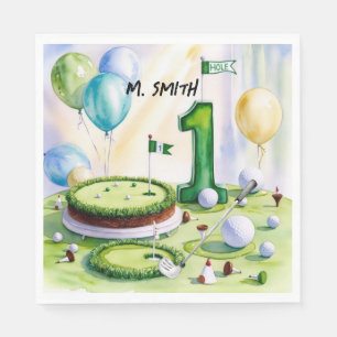 Serviette En Papier Golf 1er anniversaire golfeur d'un an avec nom