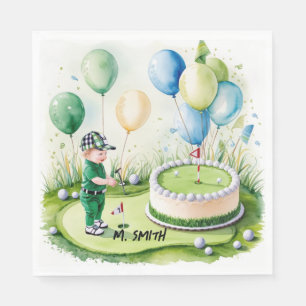 Serviette En Papier Golf 1er anniversaire golfeur d'un an avec nom