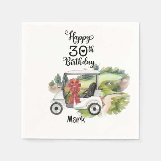 Serviette En Papier Golf 30e anniversaire Par tee trente fête aquarell (Devant)