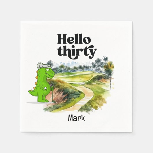 Serviette En Papier Golf 30e anniversaire pour la fête de golf aquarel (Devant)