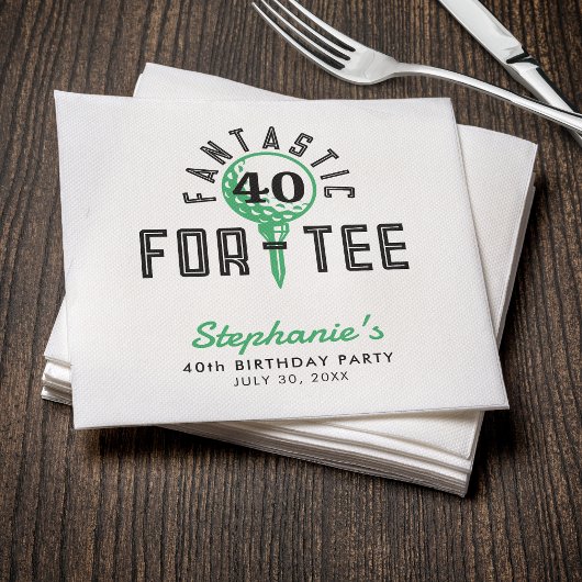 Serviette En Papier Golf 40e anniversaire Fantastique pour le tee blan
