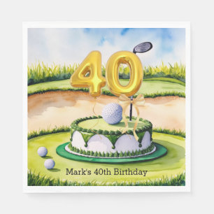Serviette En Papier Golf 40th Birthday Cake pour Golfer Party