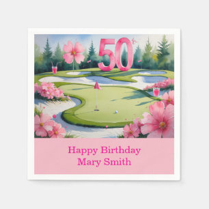 Serviette En Papier Golf 50e anniversaire avec numéro pour femme golfe