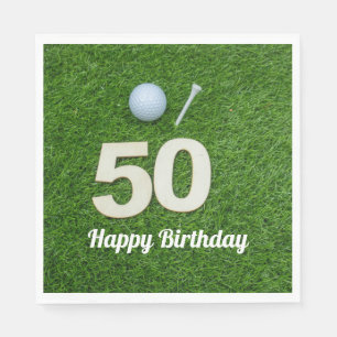 Serviette En Papier Golf 50e Anniversaire balle de golf et tee on gree