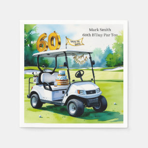 Serviette En Papier Golf 60e anniversaire avec Golf Panier sur mettre