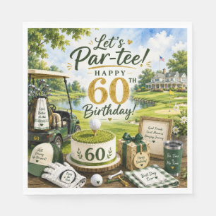 Serviette En Papier Golf 60e anniversaire avec voiturette de golf sur