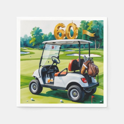 Serviette En Papier Golf 60e anniversaire Par tee Golfer Party (Devant)