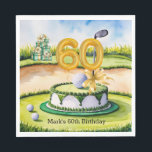 Serviette En Papier Golf 60th Birthday Cake pour Golfer Party avec nom<br><div class="desc">Golf 60th Birthday Cake pour Golfer Party avec le nom Napkins</div>