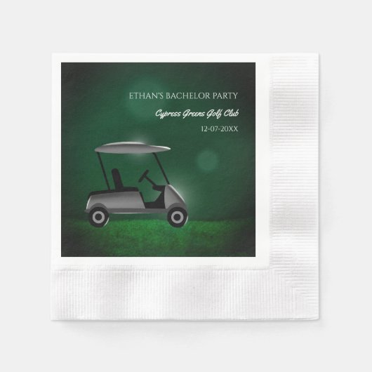 Serviette En Papier Golf Bachelor Party Golfers Party Green golf cart (Devant)